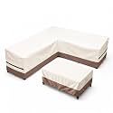 Outdoor Sectional Cover,V Shaped Patio Furniture Covers,2PCS Waterproof Cover for Sofa and Table,110"(85''L) x 32''D x 31''H,Beige &amp; Brown