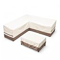 Outdoor Sectional Cover,V Shaped Patio Furniture Covers,2PCS Waterproof Cover for Sofa and Table,85"(85''L) x 33.5''D x 31''H,Beige &amp; Brown