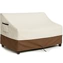 Outdoor Sofa Cover, Waterproof Patio Furniture Cover 58.3W x 32.7D x 31H inches Heavy Duty 600D Oxford Fabric Beige and Brown