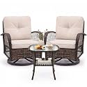 Outdoor Swivel Rocker Patio Chairs, 3 Piece Patio Furniture Set
