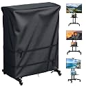 Outdoor TV Cover-Weatherproof TV Stand Covers for Outside TV,Compatible Patio TV Protector for Rolling TV Stand (Black, 65"L x 15"W x 57"H)