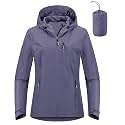 Outdoor Ventures Packable Rain Jacket Women Waterproof Raincoat with Hood