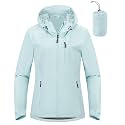 Outdoor Ventures Packable Rain Jacket Women Waterproof Raincoat with Hood