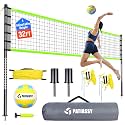 Outdoor Volleyball Net for Backyard, 32FT Anti-Sag Net with Steel Poles