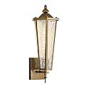 Outdoor Wall Sconce, Hexagon Vintage Gold Exterior Light Fixture with E26 Sockets &amp; Glass, Waterproof Porch Lantern Wall Mount Lighting for Garage,Patio,Front Door,House
