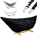 Outdoor Waterproof Hammock Cover for 15FT Hammock Stand,with Zip and Elastic Ropes,and It has Windproof Effect,420D Heavy Duty Oxford (Black,15foot)