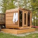 Outdoor Wood Sauna, Canadian Cedar Sauna 6 Person, 6 KW ETL Harvia Heater, with Front Large Glass Windows, Square with Wooden Bucket,Spoon(0-195 °F)