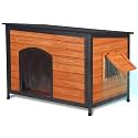 Outdoor Wooden Dog House Weatherproof Chew Resistant Metal Frame 43.3 Inch