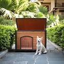Outdoor Wooden Dog House Weatherproof Metal Frame Chew Proof Pet Shelter
