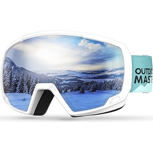outdoormaster kids ski goggles snowboard goggles - snow goggles for kidsyouth with anti-fog 100 uv protection spherical lens helmet compatible for boys girls - green vally