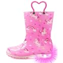 Outee Toddler Kids Adorable Lightwight Waterproof Rain Boots Light Up by Steps