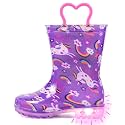 Outee Toddler Kids Adorable Lightwight Waterproof Rain Boots Light Up by Steps