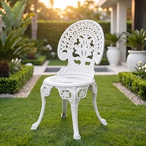 outliving aluminium patio seating chair single outdoor chair for balcony home white