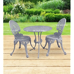 outliving aluminium patio seating chair single outdoor chair for balcony home grey 2 chairs 1 table