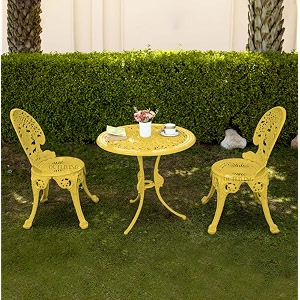 outliving aluminium patio seating chair single outdoor chair for balcony home yellow 2 chairs 1 table
