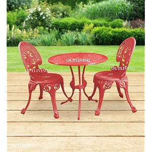outliving aluminium patio seating chair single outdoor chair for balcony home red 2 chairs 1 table