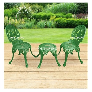 outliving aluminium patio seating chair single outdoor chair for balcony home green 2 chairs 1 stool