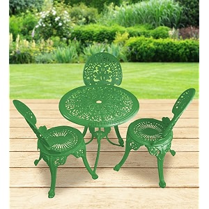 outliving aluminium patio seating chair single outdoor chair for balcony home green 3 chairs 1 table