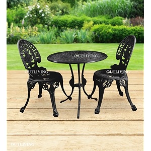 outliving aluminium patio seating chair single outdoor chair for balcony home black 2 chairs 1 table