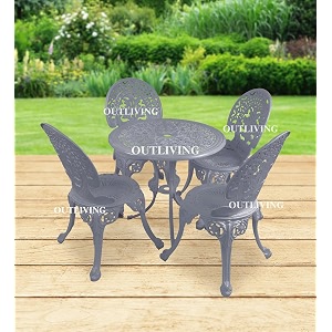 outliving aluminium patio seating chair single outdoor chair for balcony home grey 4 chairs 1 table