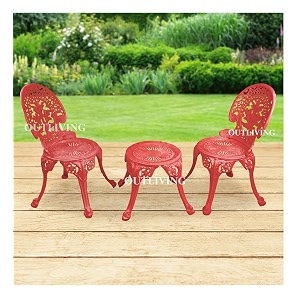 outliving aluminium patio seating chair single outdoor chair for balcony home red 2 chairs 1 stool