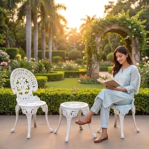 outliving aluminium patio seating chair single outdoor chair for balcony home white 2 chairs 1 stool