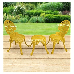 outliving aluminium patio seating chair single outdoor chair for balcony home yellow 2 chairs 1 stool