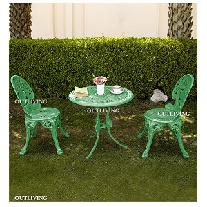 outliving aluminium patio seating chair single outdoor chair for balcony home green 2 chairs 1 table
