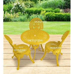 outliving aluminium patio seating chair single outdoor chair for balcony home yellow 3 chairs 1 table