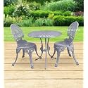 OUTLIVING Aluminium Patio Seating Chair Single Outdoor Chair for Balcony Home (Grey, 2 Chairs 1 Table)