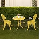 OUTLIVING Aluminium Patio Seating Chair Single Outdoor Chair for Balcony Home (Yellow, 2 Chairs 1 Table)