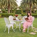 OUTLIVING Aluminium Patio Seating Chair Single Outdoor Chair for Balcony Home (White, 4 Chairs 1 Table)