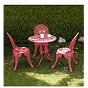 OUTLIVING Aluminium Patio Seating Chair Single Outdoor Chair for Balcony Home (Red, 3 Chairs 1 Table)