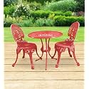 OUTLIVING Aluminium Patio Seating Chair Single Outdoor Chair for Balcony Home (Red, 2 Chairs 1 Table)