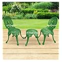 OUTLIVING Aluminium Patio Seating Chair Single Outdoor Chair for Balcony Home (Green, 2 Chairs 1 Stool)