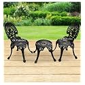 OUTLIVING Aluminium Patio Seating Chair Single Outdoor Chair for Balcony Home (Black, 2 Chairs 1 Stool)