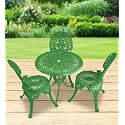 OUTLIVING Aluminium Patio Seating Chair Single Outdoor Chair for Balcony Home (Green, 3 Chairs 1 Table)