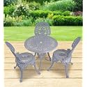 OUTLIVING Aluminium Patio Seating Chair Single Outdoor Chair for Balcony Home (Grey, 3 Chairs 1 Table)