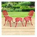 OUTLIVING Aluminium Patio Seating Chair Single Outdoor Chair for Balcony Home (Red, 2 Chairs 1 Stool)