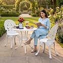 OUTLIVING Aluminium Patio Seating Chair Single Outdoor Chair for Balcony Home (White, 3 Chairs 1 Table)