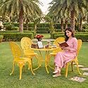 OUTLIVING Aluminium Patio Seating Chair Single Outdoor Chair for Balcony Home (Yellow, 4 Chairs 1 Table)