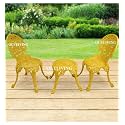 OUTLIVING Aluminium Patio Seating Chair Single Outdoor Chair for Balcony Home (Yellow, 2 Chairs 1 Stool)