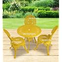 OUTLIVING Aluminium Patio Seating Chair Single Outdoor Chair for Balcony Home (Yellow, 3 Chairs 1 Table)