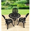 OUTLIVING Aluminium Patio Seating Chair Single Outdoor Chair for Balcony Home (Black, 3 Chairs 1 Table)