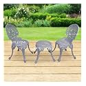 OUTLIVING Aluminium Patio Seating Chair Single Outdoor Chair for Balcony Home (Grey, 2 Chairs 1 Stool)