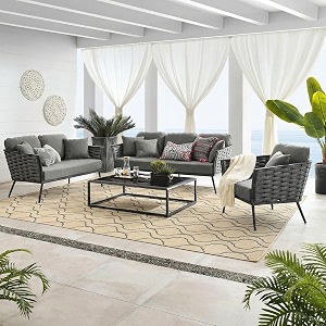 outliving outdoor sofa set  patio furniture balcony sofa sets  garden sofa set with cushion and center table 6 seater-grey