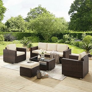 outliving outdoor sofa set  patio furniture balcony sofa sets  garden sofa set with cushion and center table 6 seater-dark brown-beige