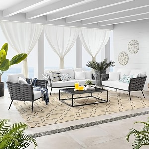 outliving outdoor sofa set  patio furniture balcony sofa sets  garden sofa set with cushion and center table 6 seater-grey-white