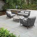 OUTLIVING Outdoor Sofa Set | Patio Furniture Balcony Sofa Sets | Garden Sofa Set with Cushion and Center Table (4 Seater Grey)