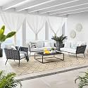 OUTLIVING Outdoor Sofa Set | Patio Furniture Balcony Sofa Sets | Garden Sofa Set with Cushion and Center Table (6 Seater-Grey-White)